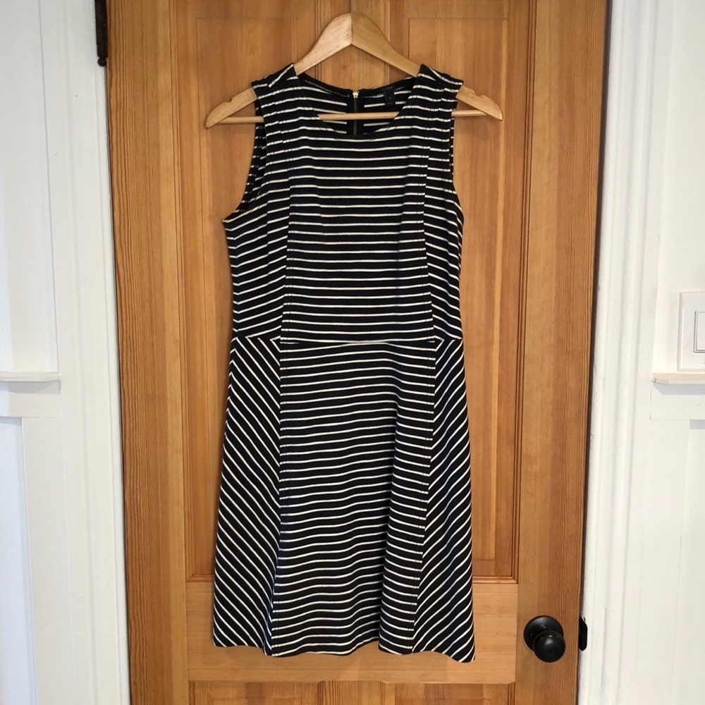 J. Crew Striped Ponte fit and flare dress